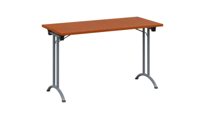 SLA 125 lak skládací jednací stůl 1250x600, deska 25 mm, podnož stříbrný lak, deska třešeň šumavská